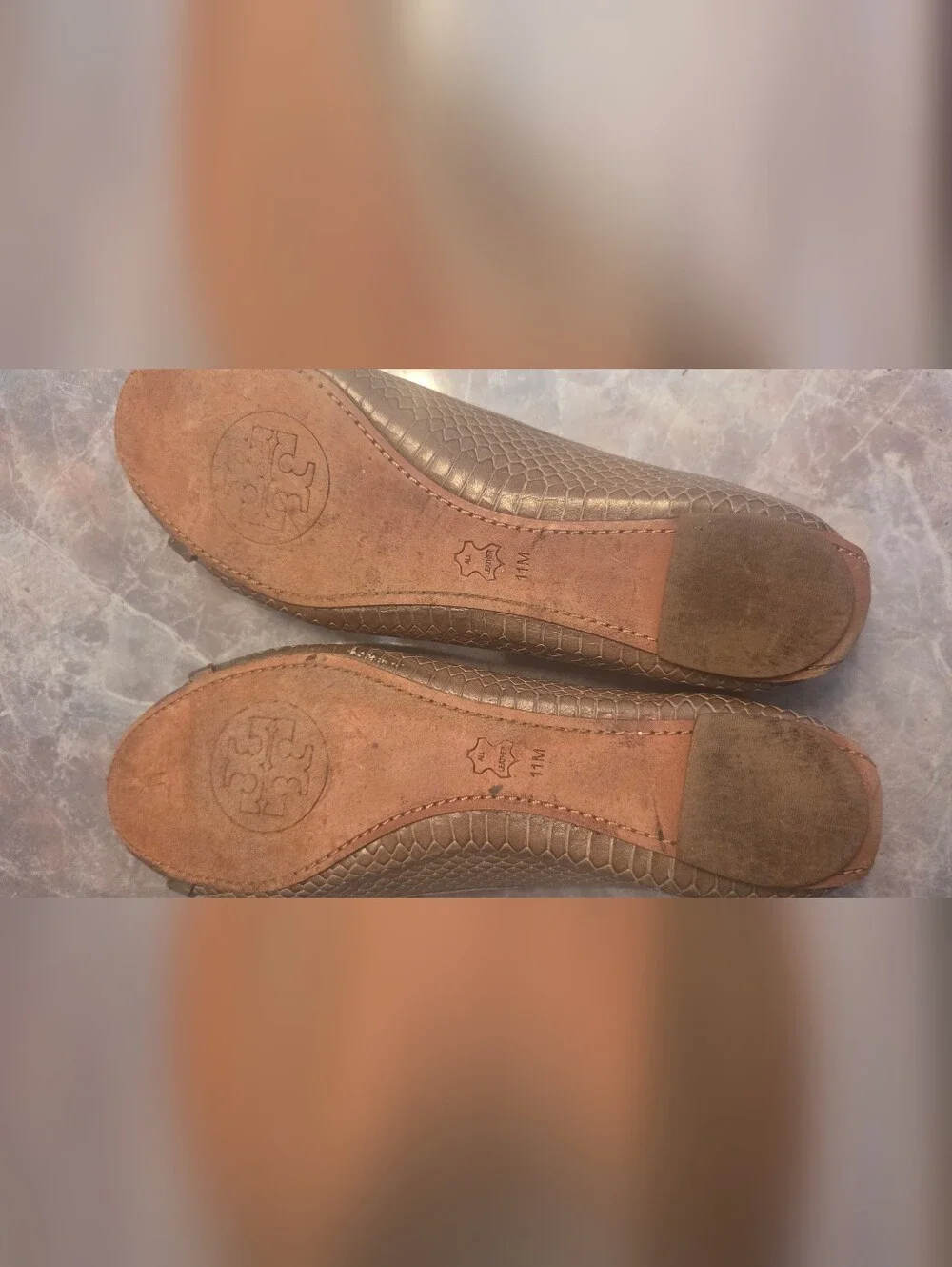 Tory Burch Dark Green Logo Ballet Flats
